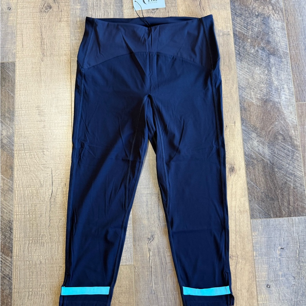 NWT Zyia Active Deluxe Strap Hi-Rise Navy Blue 7/8 Leggings Size 14-16